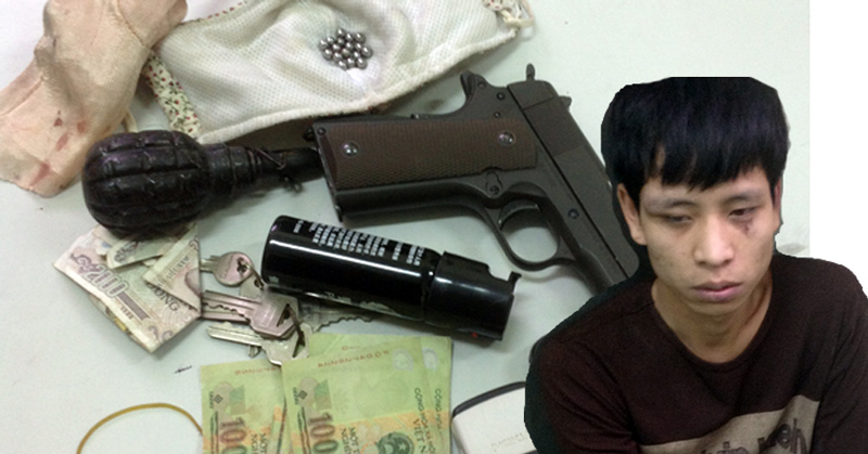 Công an bắt Đặng Quốc Đạt (SN 1988) dùng lựu đạn và súng để cướp tài sản tại Hà Nội.