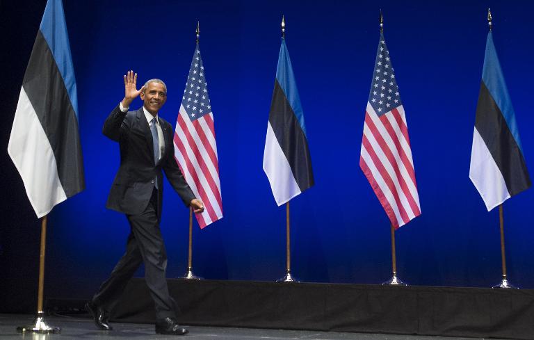 Tổng thống Mỹ Barack Obama tại buổi họp báo về quan hệ Mỹ - Estonia, cũng như tình hình ở Ukraine