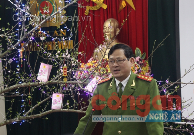 Đồng chí Đại tá Nguyễn Hữu Cầu phát biểu tại lễ trao thưởng