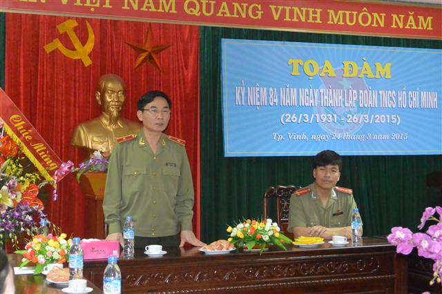 Thiếu tướng Nguyễn Xuân Lâm, Bí thư Đảng ủy, Giám đốc Công an tỉnh phát biểu tại tọa đàm