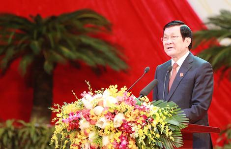 Chủ tịch nước Trương Tấn Sang đọc diễn văn tại lễ kỷ niệm.
