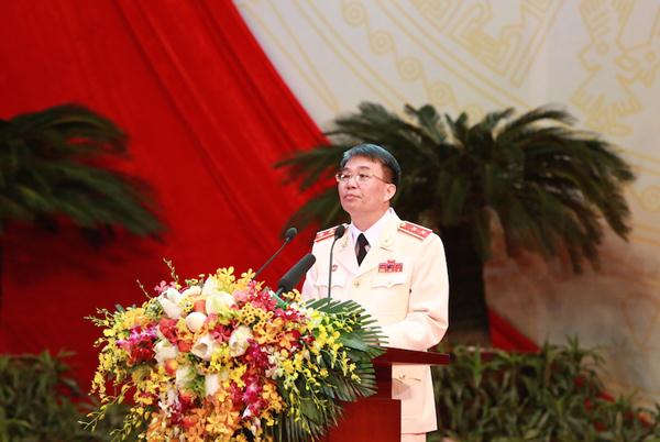 Trung tướng Trần Bá Thiều, Tổng cục trưởng Tổng cục Chính trị CAND phát biểu.