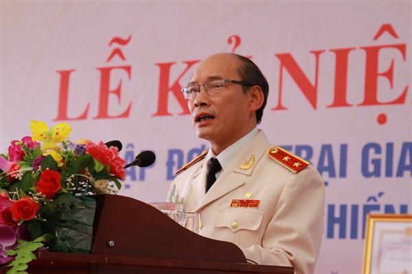 Trung tướng Nguyễn Hoàng Hà, Phó Tổng cục trưởng Tổng cục Thi hành án hình sự và hỗ trợ tư pháp, Bộ Công an phát biểu tại buổi lễ.