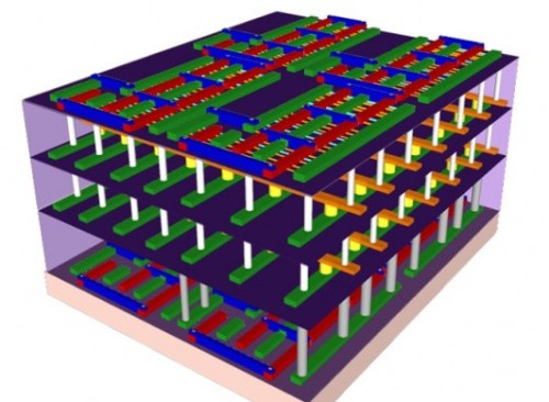Chip 3D với tốc độ tính toán nhanh gấp 1.000 lần tốc độ nhanh nhất hiện tại. (Ảnh: Max Shulaker).