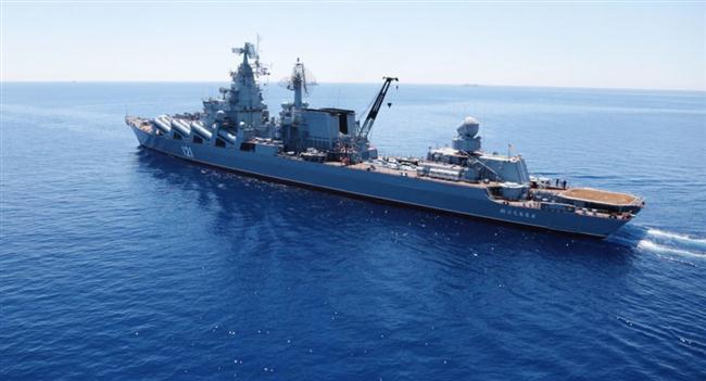 Tổng thống Nga đã lệnh cho tàu tuần dương Moscow trang bị tên lửa, đang hiện diện ở Địa Trung Hải, bắt đầu hợp tác với quân đội Pháp trong các chiến dịch tại Syria - Ảnh: Sputnik