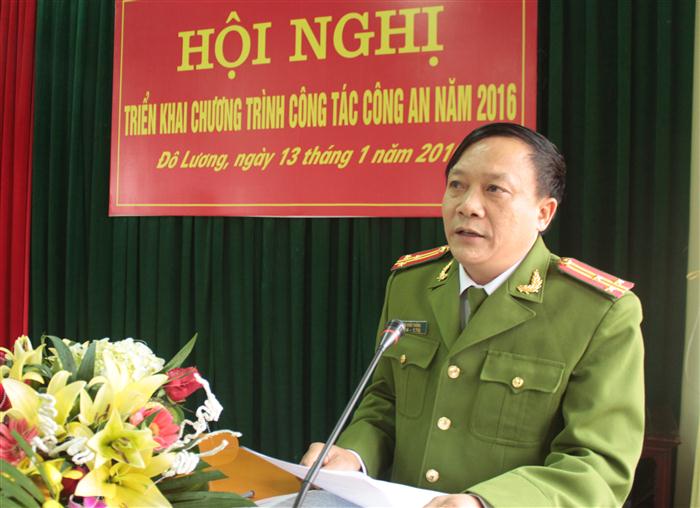Đồng chí thượng tá Thái Khắc Thống, trưởng Công an huyện Đô Lương khai mạc hội nghị