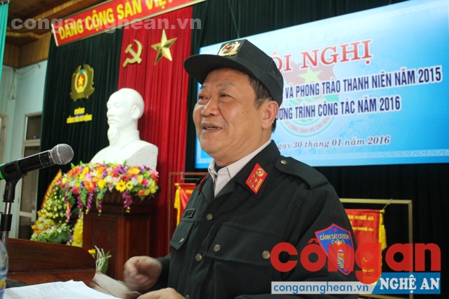 Đồng chí Đại tá Nguyễn Trọng Đối – Trưởng phòng Cảnh sát cơ động phát biểu chỉ đạo tại hội nghị