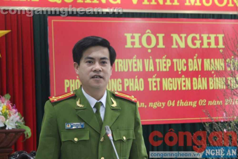 Đồng chí Thượng tá Nguyễn Đức Hải - Phó Giám đốc Công an tỉnh mong muốn các cơ quan báo chí đẩy mạnh tuyên truyền phòng chống pháo để người dân đón Tết an toàn