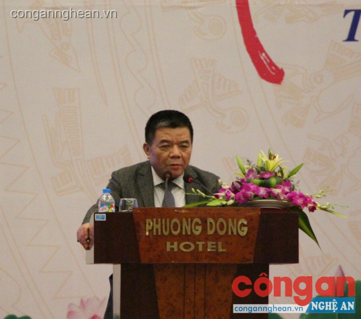 Đồng chí Trần Bắc Hà- Chủ tịch BIDV cam kết sẽ đồng hành cùng Nghệ An trong việc hỗ trợ tín dụng, xây dựng quê hương Bác Hồ ngày một phát triển