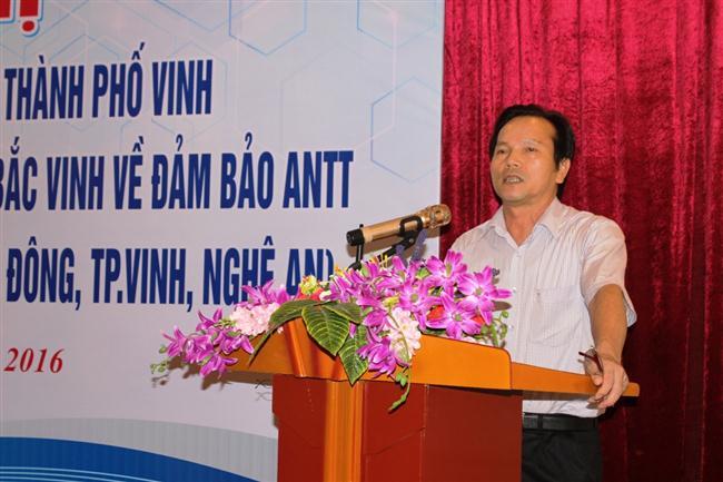 Phát biểu của ông Lê Quang Hòa- Phó Ban Quản ký KKT Đông Nam nhấn mạnh về tầm quan trọng công tác đảm bảo ANTT phục vụ sản xuất, phát triển tại các KCN và doanh nghiệp.