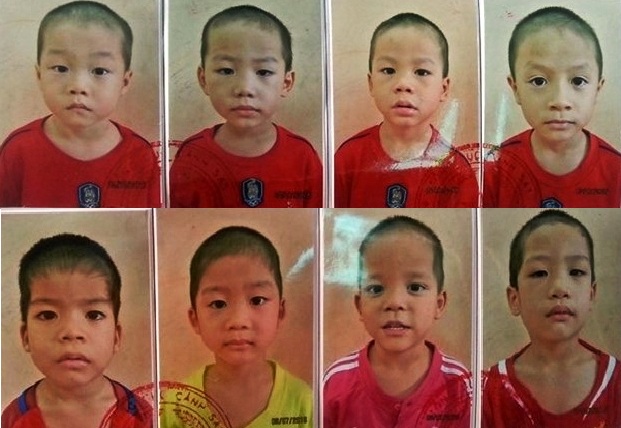  8 bé trai được giải cứu khỏi bọn mua bán người vẫn chưa tìm được cha, mẹ, người thân. Ảnh: Cục cảnh sát hình sự cung cấp