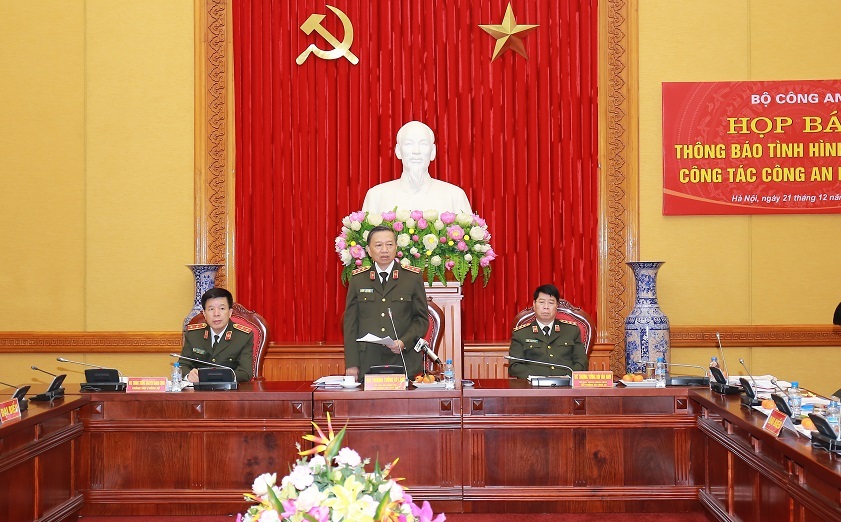 Bộ trưởng Tô Lâm phát biểu tại buổi họp báo.