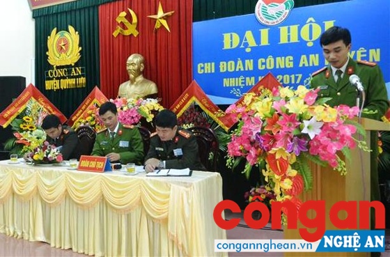 Chi đoàn Công an huyện Quỳnh Lưu được BCH Đoàn thanh niên CA tỉnh lựa chọn tổ chức Đại hội điểm