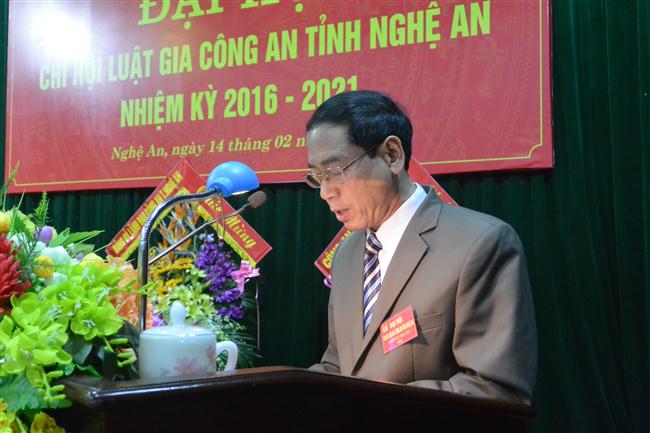 Ông Hoàng Quốc Hào, Giám đốc Sở Tư pháp, Chủ tịch Hội Luật gia Nghệ An ghi nhận đánh giá cao những kết quả của Hội luật gia Công an tỉnh