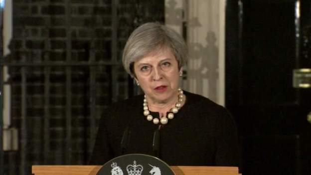 Thủ tướng Anh Theresa May lên án vụ tấn công là 'kinh tởm và xấu xa'. Ảnh: BBC 