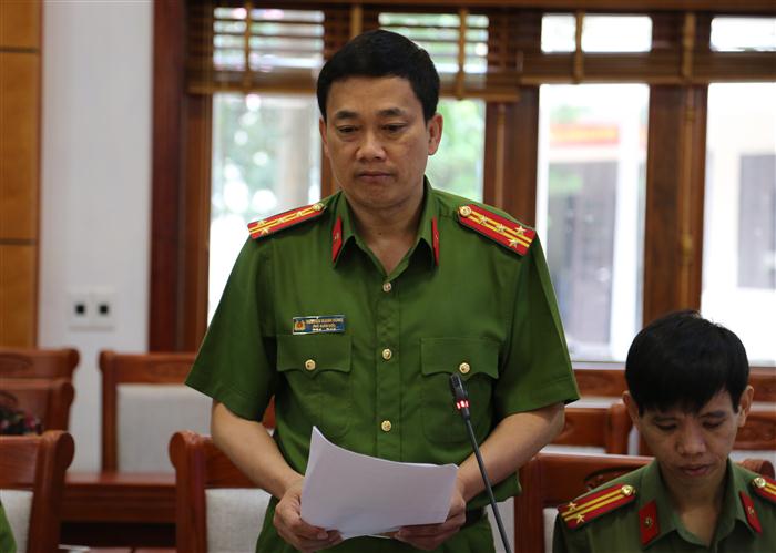 Đồng chí Đại tá Nguyễn Mạnh Hùng, PGĐ Công an tỉnh Nghệ An phát biểu tại buổi làm việc