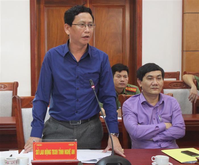 Đại diện lãnh đạo sở LĐTBXH tỉnh Nghệ An phát biểu trao đổi kinh nghiệm