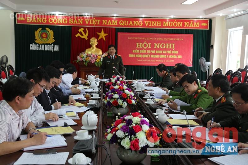 Ban Thường vụ Đảng ủy Công an tỉnh tiến hành kiểm điểm theo tinh thần Nghị quyết Trung ương 4 (Khóa XII)