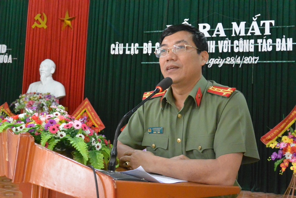 Đại tá Lê Khắc Thuyết, Phó Giám đốc Công an tỉnh đánh giá cao tinh thần trách nhiệm, tâm huyết của cựu chiến binh trong đảm bảo ANTT