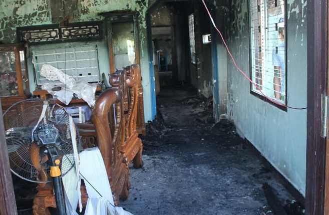 Hiện trường vụ cháy bên trong căn nhà chị Nguyễn Thị Lý
