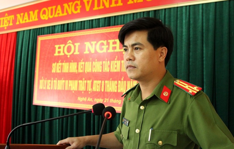 Thượng tá Nguyễn Đức Hải, Phó giám đốc Công an tỉnh phát biểu chỉ đạo, bế mạc Hội nghị.