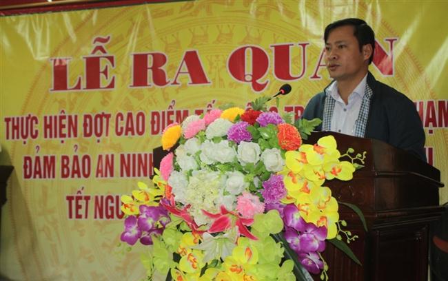 Đồng chí Phạm Xuân Sánh, Phó Chủ tịch UBND huyện phát biểu tại buổi lễ