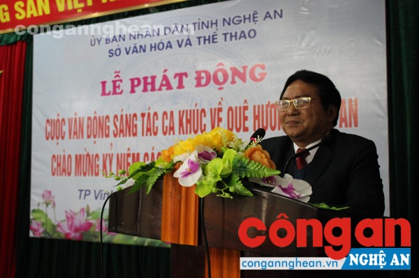 Ông Hồ Mậu Thanh, Giám đốc Sở Văn hóa và Thể thao phát biểu tại buổi lễ phát động