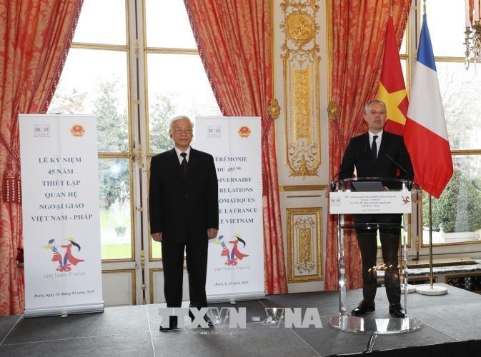 Chủ tịch Quốc hội Pháp Francois De Rugy phát biểu tại Lễ kỷ niệm.