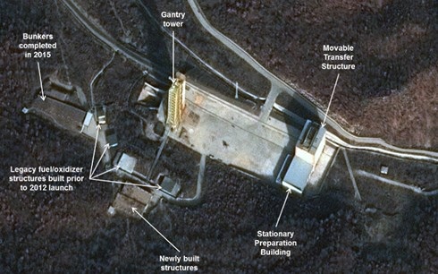 Hình ảnh vệ tinh một bãi thử tên lửa của Triều Tiên. Ảnh: Reuters.