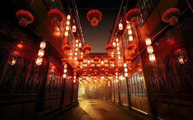 Phố Jinli tại thành phố Thành Đô của Trung Quốc chăng đèn lồng rực rỡ quanh năm. Nhưng thời điểm đẹp nhất tại Jinli là dịp Tết cổ truyền của Trung Quốc.