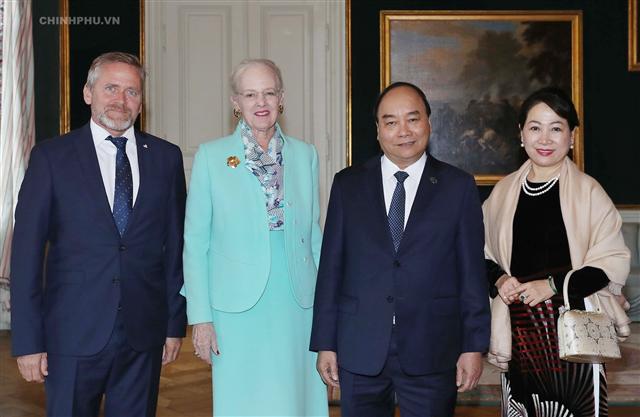 Thủ tướng Nguyễn Xuân Phúc tiếp kiến Nữ hoàng Đan Mạch Margrethe Đệ nhị. Ảnh VGP/Quang Hiếu