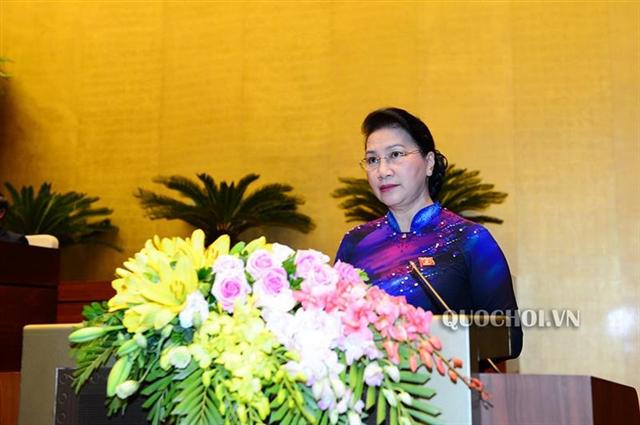 Chủ tịch Quốc hội Nguyễn Thị Kim Ngân phát biểu khai mạc kỳ họp thứ 6 Quốc hội khóa XIV