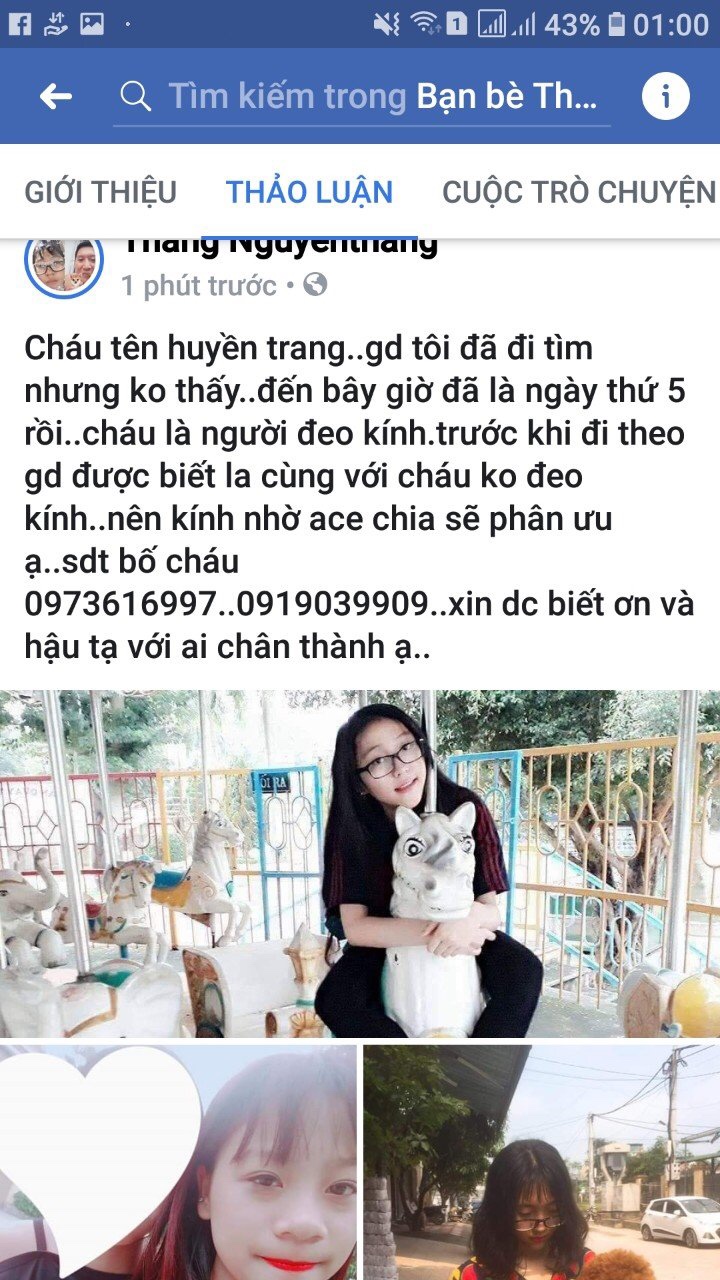 Thông tin tìm Trang do bố đăng trên Facebook