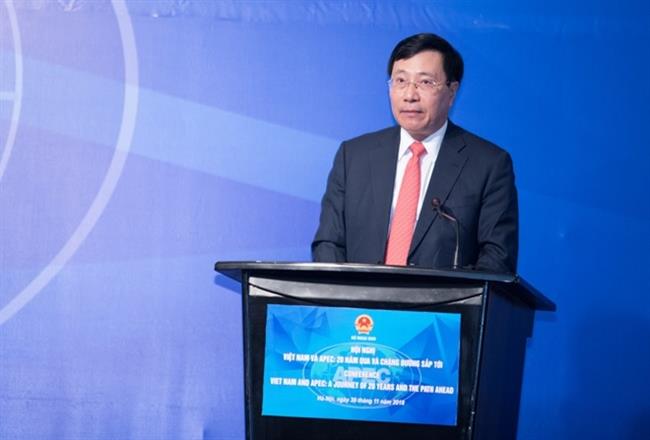 Phó Thủ tướng, Bộ trưởng Ngoại giao Phạm Bình Minh phát biểu tại Hội nghị.