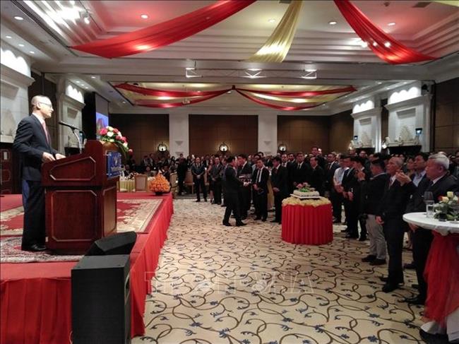 Đại sứ Việt Nam tại Campuchia Vũ Quang Minh phát biểu tại buổi lễ 