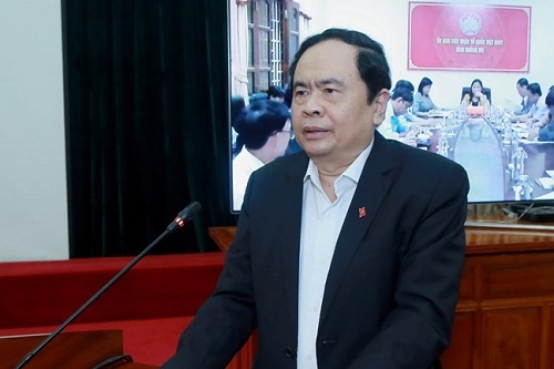 Chủ tịch Ủy ban Trung ương Mặt trận Tổ quốc Việt Nam Trần Thanh Mẫn phát biểu tại Hội nghị - Ảnh: mattran.org