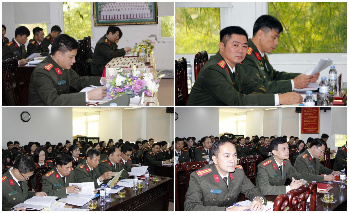 Đại biểu các phòng ban Công an tỉnh và Lãnh đạo, cán bộ chiến sĩ Phòng Tham mưu tại hội nghị