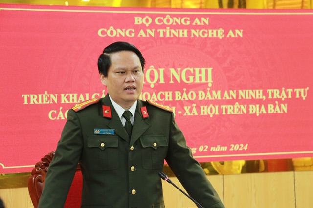 Đại tá Bùi Quang Thanh, Giám đốc Công an tỉnh phát biểu chỉ đạo