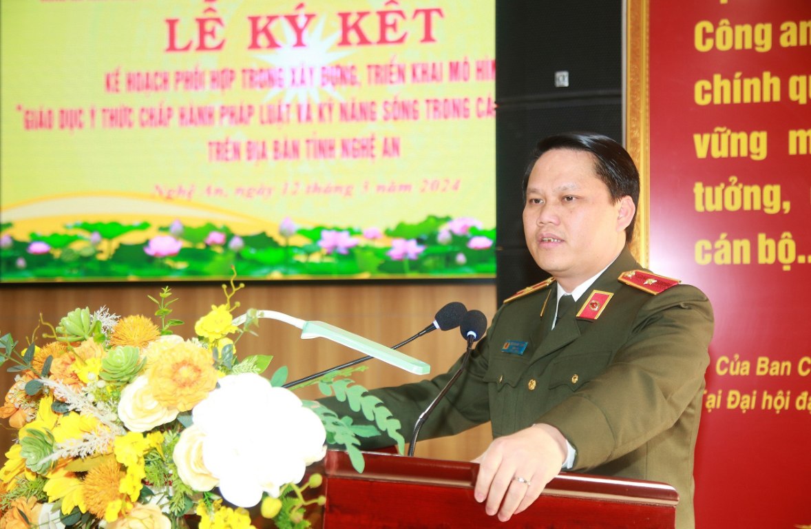 Đồng chí Thiếu tướng Bùi Quang Thanh, Giám đốc Công an tỉnh phát biểu